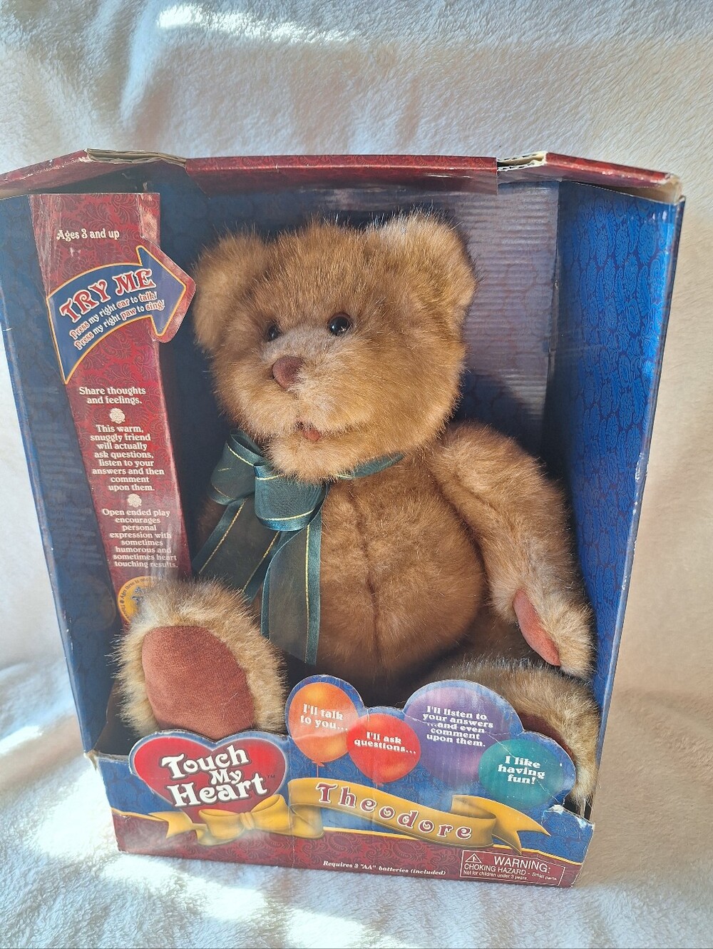 NIB 2002 Touch My Heart Theodore Talking Teddy Bear Interactive Plush Toy New